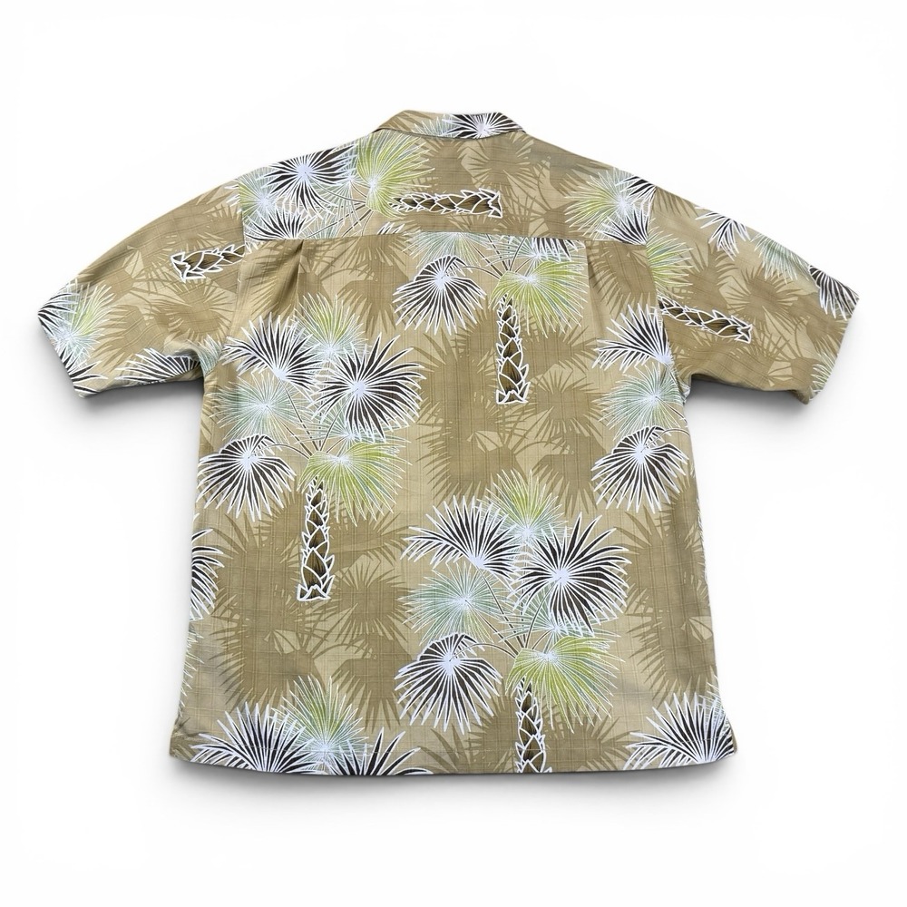 Tommy Bahama 100% Silk Hawaiian Shirt Mens Size L Palm Trees Print Yellow - Picture 4 of 13